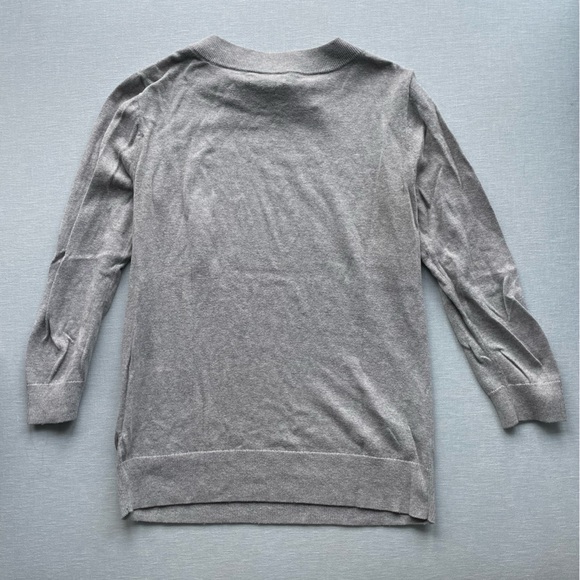 J. Crew Mercantile Gray Long Sleeve Sweater Top with Black Bow -  XS - Picture 2 of 6